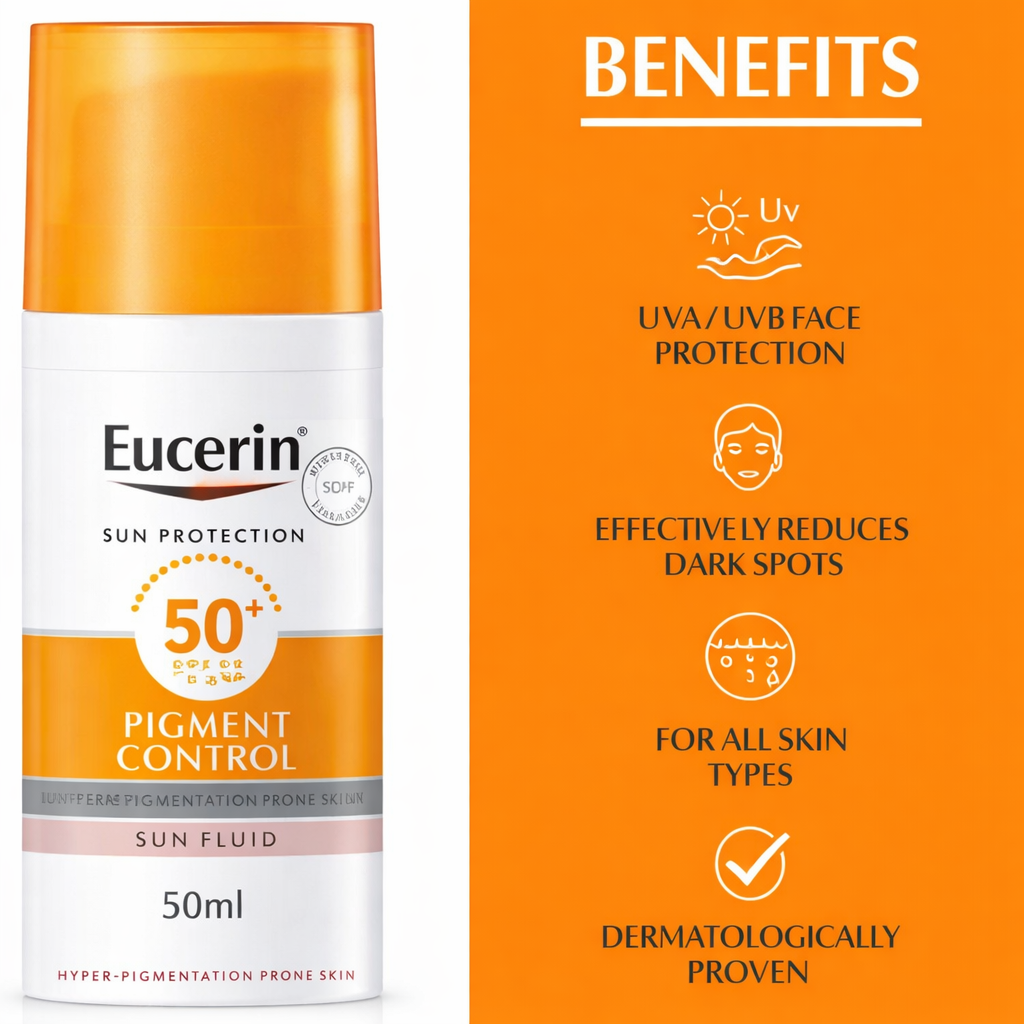 Eucerin Pigment Control SPF50+ Sun Fluid يوسيرين بيجمنت كنترول فلويد واقي شمس SPF50+ لتصبغات البشرة