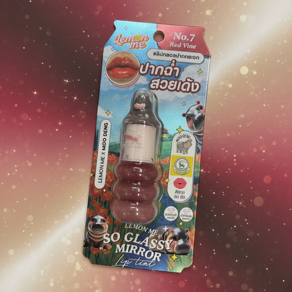 Lemon Me x Moo Deng Lip Tint No. 7 Red Wine