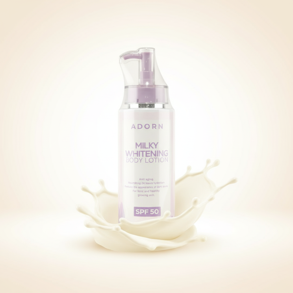 Adorn Milky Whitening Body Lotion Anti Aging Nourishing 24 Hours Hydration SPF50