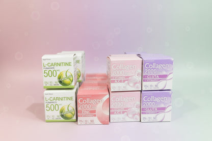 L-Carnitine &amp; Collagen 500- 2000 mg Series | مجموعة إل-كارنيتين وكولاجين 2000-500 مجم
