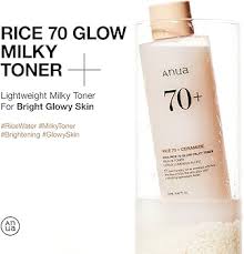 anua rice 70 + ceramide glow milky toner