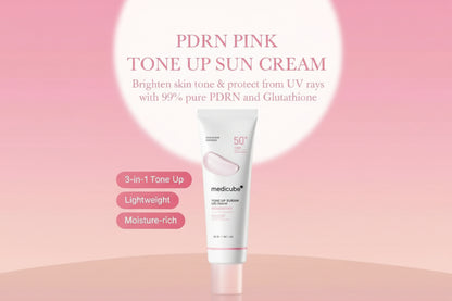 Medicube – PDRN Pink Tone-Up Sun Cream SPF50+ PA++++ | واقي شمس ميديكوب بي دي آر إن بينك تون-أب