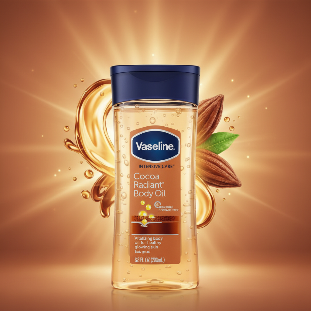 Vaseline Intensive Care Cocoa Radiant Body Oil 100% Pure Cocoa Butter 200ml
