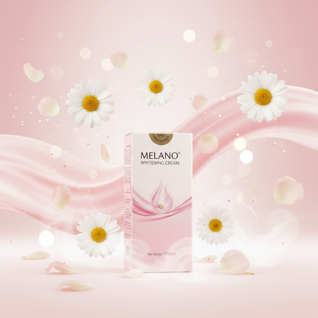 Melano Whitening Cream with enhanced background